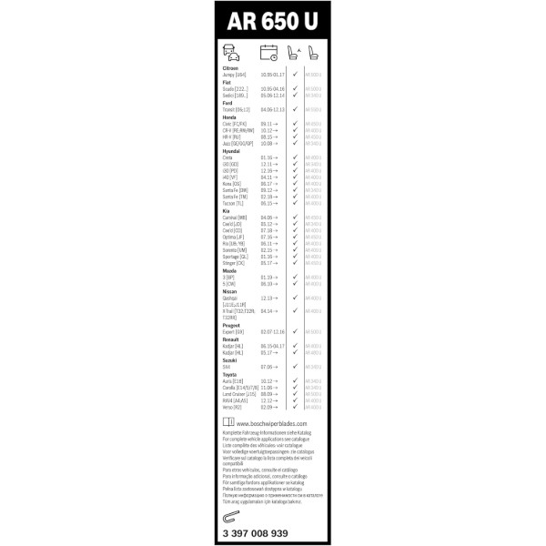 Фото - Щетка стеклоочистителя Bosch Aerotwin 650мм (3 397 008 939)
